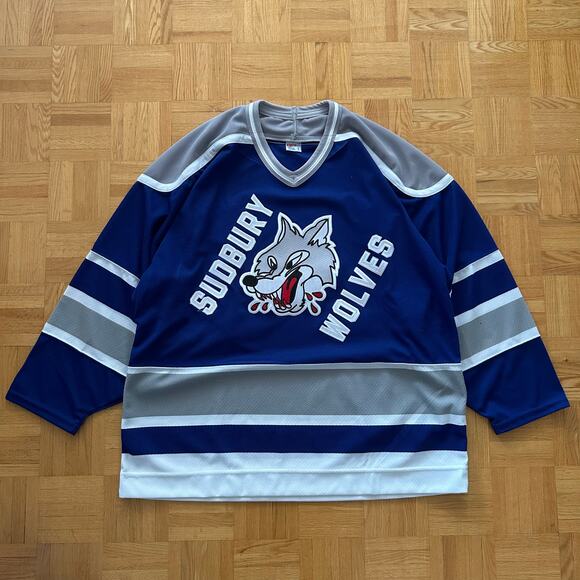 Vintage Sudbury Wolves CCM Maska Air Knit Hockey Jersey Minor League Moose - Picture 1 of 6